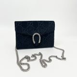 GUCCI DIONYSUS BLK VELVET & CRYSTAL CHAIN WALLET/ CROSSBODY