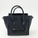 CELINE NANO LUGGAGE IN BLK PEBBLED LEA W SHW