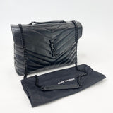 SAINT LAURENT YSL LOULOU MEDIUM IN BLK LEA W BLK HW