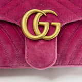 GUCCI MEDIUM MARMONT FLAP BAG IN FUCHSIA VELVET & GHW - BLuxe Boutique