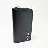 PRADA BLK SAFFIANO LEA DOUBLE ZIP ORGANIZER CLUTCH
