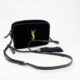 SAINT LAURENT LOU CAMERA CROSSBODY IN BLK VELVET & GHW - BLuxe Boutique
