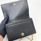 CHRISTIAN DIOR DIORAMA BLK CLFSKN LEA & GHW WALLET ON CHAIN