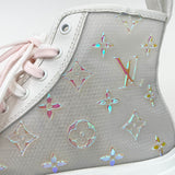 LOUIS VUITTON SQUAD PEARL PINK IRRIDESCENT MONO SNEAKERS sz. 38