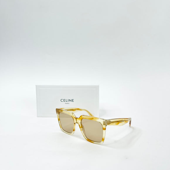 CELINE SQUARE BRN/ AMBER ACETATE SUNGLASSES