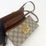 GUCCI SUPREME CANVAS & BLK LEA PADLOCK MINI TOP HANDLE CROSSBODY