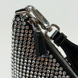 PRADA TRIANGLE CROSSBODY IN CRYSTAL & BLK SATIN