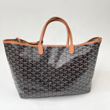 GOYARD ST LOUIS PM BLK COATED CANVAS TOTE + POUCH
