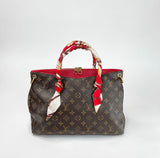 LOUIS VUITTON PALLAS MM MONOGRAM RED LEATHER TWO WAY TOTE