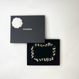 CHANEL CC 5 LOGO CRYSTAL & PEARL LONG NECKLACE