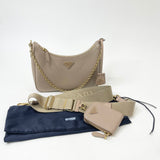 PRADA RE EDITION 2005 CROSSBODY IN BEIGE SAFFIANO LEA & GHW