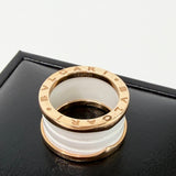 BVLGARI B.ZERO1 RING IN 18K ROSE GOLD & WHT ENAMEL