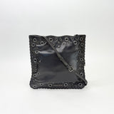 MIU MIU BLK LMBSKIN & GROMMET CROSSBODY BAG  - BLuxe Boutique