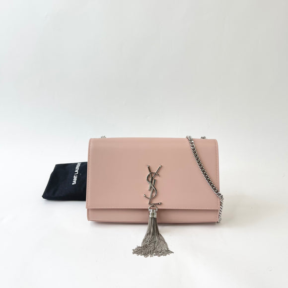 SAINT LAURENT KATE TASSEL IN LT PINK SMOOTH LEA & SHW