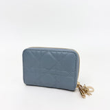 CHRISTIAN DIOR LADY DIOR VOYAGEUR GREY LAMBSKIN WALLET 