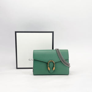 GUCCI EMERALD LEA & CRYSTAL DIONYSUS MINI CHAIN WALLET/ CROSSBODY