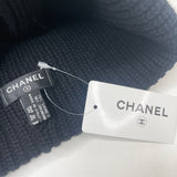 CHANEL BLK / WHT WOOL & CASHMERE BEANIE HAT