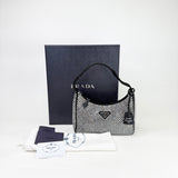 PRADA MINI RE EDITION 2000 IN CRYSTAL & BLK SATIN - BLuxe Boutique