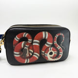 GUCCI KINGSNAKE BLK LEA CAMERA CROSSBODY BAG