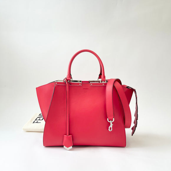 FENDI 2 JOURS CORAL RED LEA 2 WAY BAG
