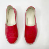 CHANEL RED LMBSKN ESPADRILLES sz 34