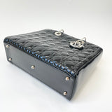 CHRISTIAN DIOR LADY DIOR LARGE IN BLK PAT LEA & SHW