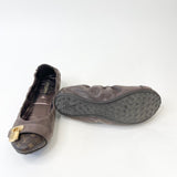 LOUIS VUITTON LUCKY LOCK BRN IRRIDESCENT LEA BALLERINA FLATS sz 37.5