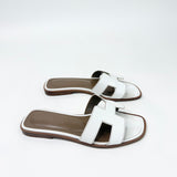 HERMES ORAN BLANC ( WHT ) BOX CALF LEA SANDALS sz 35