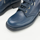 CHANEL NAVY LEA COMBAT BOOTS sz 38