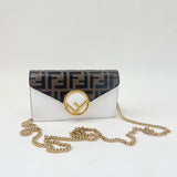 FENDI ZUCCA & WHT LEA MINI BELT POUCH & CROSSBODY
