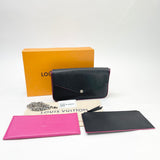 LOUIS VUITTON FELICIE POCHETTE CROSSBODY IN BLK EPI + BOTH INSERTS