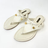 LOUIS VUITTON DICE WHT LEA SANDALS sz 37