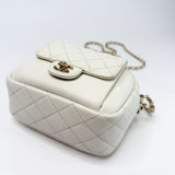 CHANEL DAY CAMERA CASE CROSSBODY IN WHT CAVIAR LEA & LT GHW