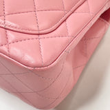 PRE LOVED CHANEL CLASSIC MINI SQUARE IN PINK LMBSKIN & AGED GHW