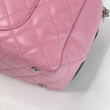 CHANEL CAMBON CC PINK & BLK QUILTED CALF SKIN LEATHER SHOULDER BAG