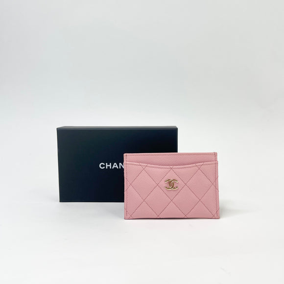 CHANEL CLASSIC CARD CASE IN PINK CAVIAR CALFSKIN W GHW