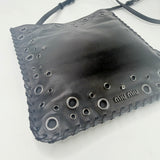MIU MIU BLK LMBSKIN & GROMMET CROSSBODY BAG  - BLuxe Boutique