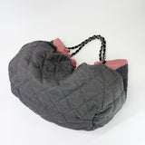 CHANEL COCO CABAS DRAWSTRING QUILTED DENIM HOBO TOTE