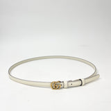GUCCI WHT/ CRM PATENT LEA MARMONT THIN BELT