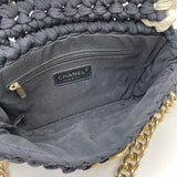 * RARE* CHANEL FANCY CROCHET BLK/ CRM QUILTED FLAP SHOULDER BAG