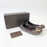 LOUIS VUITTON LUCKY LOCK BRN IRRIDESCENT LEA BALLERINA FLATS sz 37.5