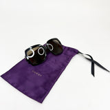 GUCCI SQUARE BLK & SPARKLE WEB ACETATE  SUNGLASSES