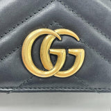 GUCCI MARMONT MINI BLK LEA FLAP CROSSBODY