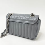 GUCCI SMALL MARMONT FLAP BAG IN GRAY LEA & SHW