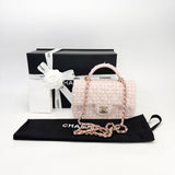 CHANEL PINK TWEED MINI TOP HANDLE BAG