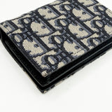 CHRISTIAN DIOR BLUE OBLIQUE FLAP CARD HOLDER ON STRAP/ WOC  - BLuxe Boutique