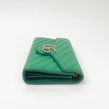 GUCCI MARMONT TORCHON GRN LEATHER CHAIN WALLET