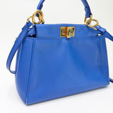 FENDI MINI BLUE LEA PEEKABOO CROSSBODY BAG