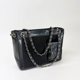 CHANEL BLK PATENT & PONY HAIR TOTE - BLuxe Boutique