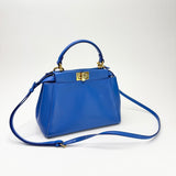 FENDI MINI BLUE LEA PEEKABOO CROSSBODY BAG